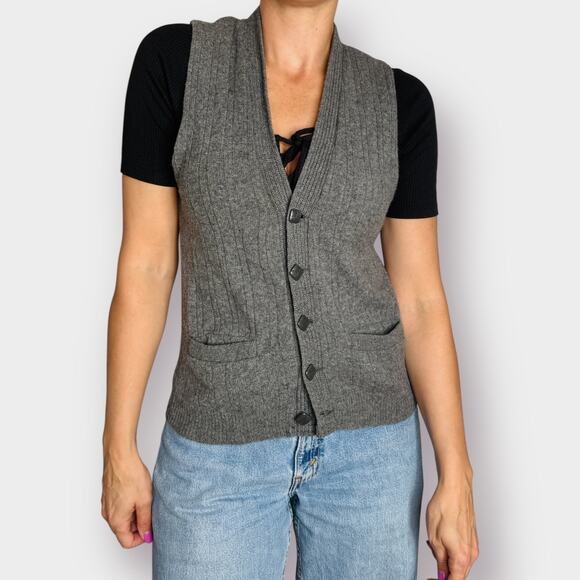 60s Alexander's Gray Button Front Vest - Picture 2 of 8
